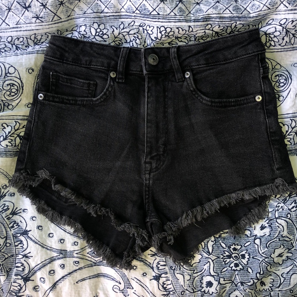 black high waisted jean shorts